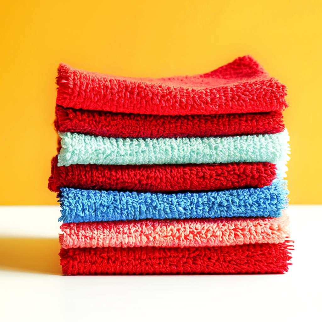 stack of microfiber cloths for efficient housecleaning